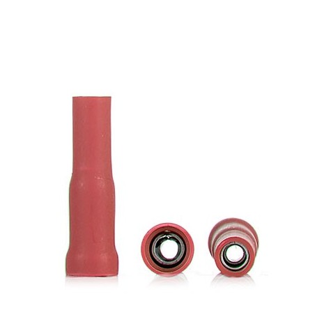 100 Terminales Cilíndricos Hembra PVC Rojo